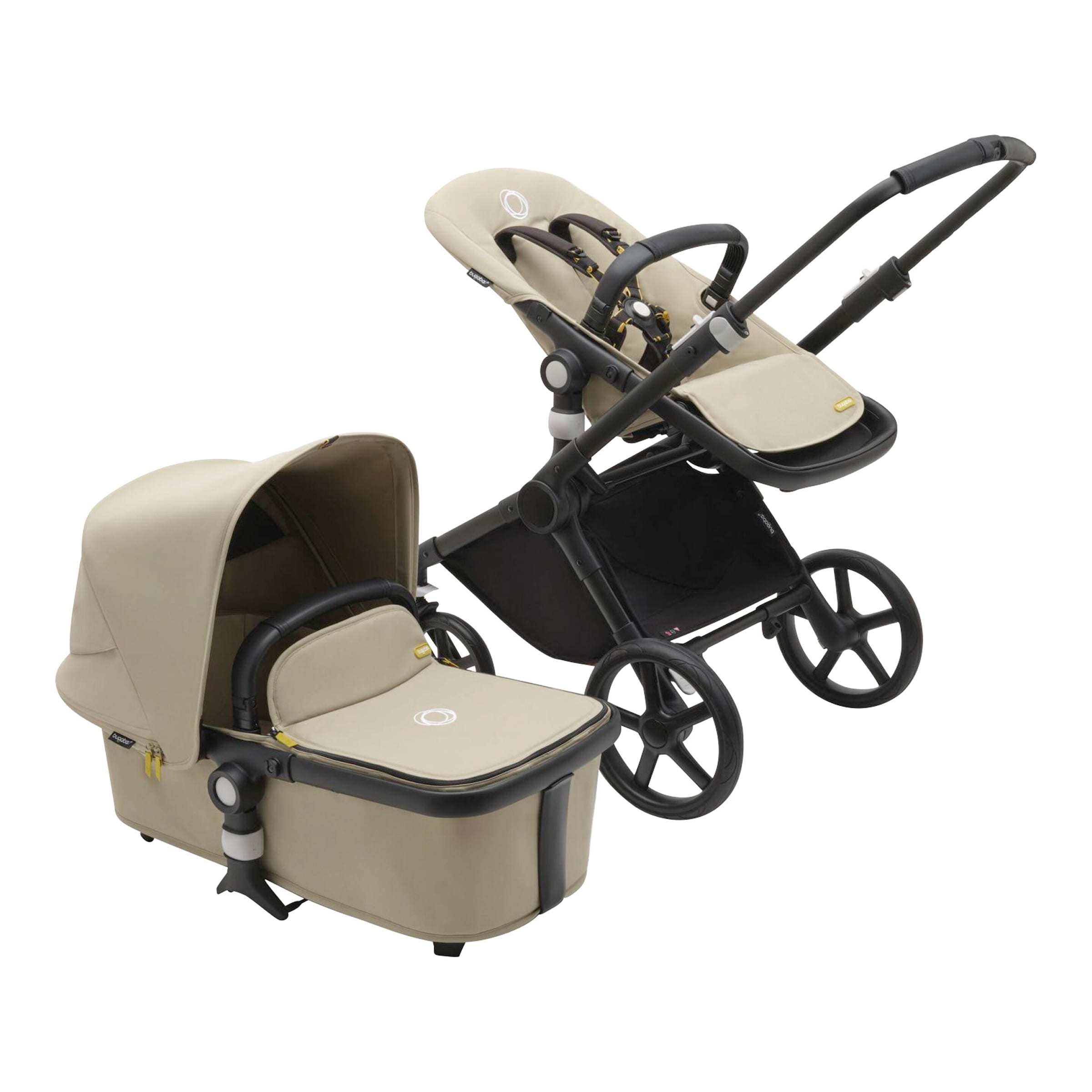 Bugaboo Cub Kombikinderwagen Trio-Set inkl. Fußsack und Getränkehalter schwarz | beige Unkategorisiert online kaufen