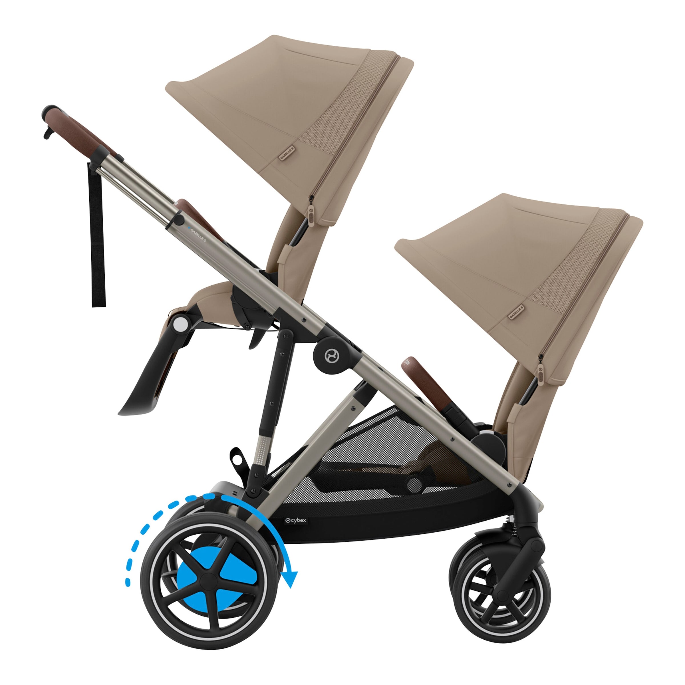 Cybex Gold Zwillings- und Kinderwagen Geschwisterwagen eGazelle S beige online kaufen