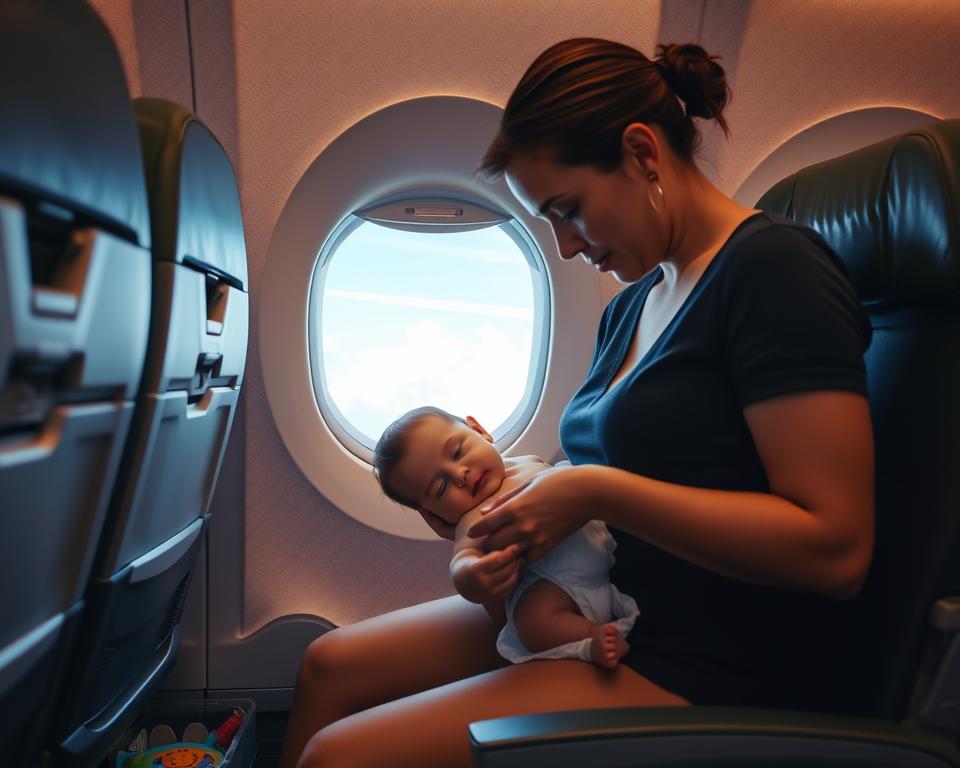 Babypflege im Flugzeug