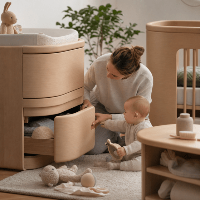 Abgerundete Möbel im Babyzimmer: worauf Eltern im ersten Jahr achten können