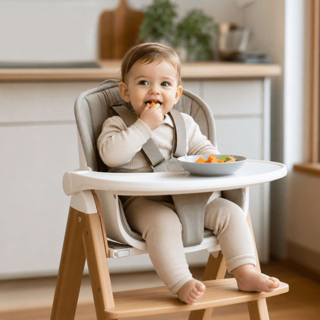 Babyset am Hochstuhl: Halt und Anpassung im ersten Lebensjahr