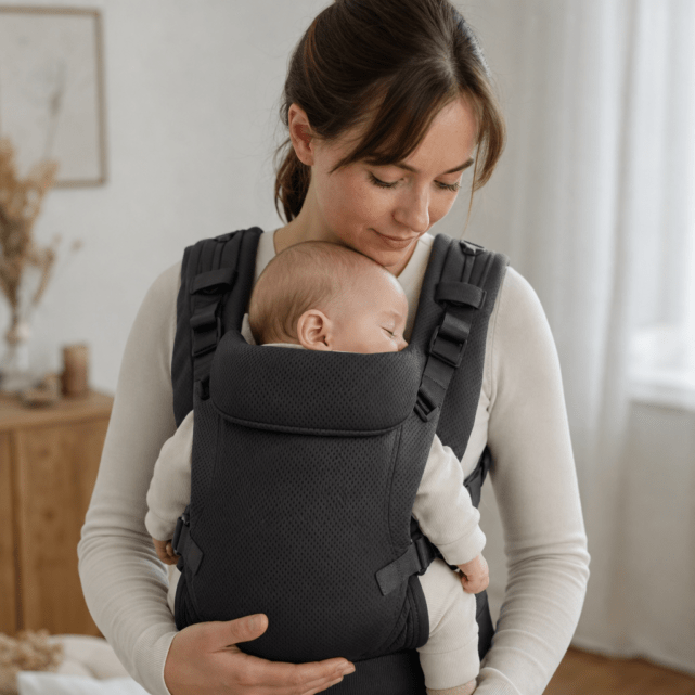 Babytrage im ersten Lebenshalbjahr: Kopf, Nacken und Sitzbereich passend stützen