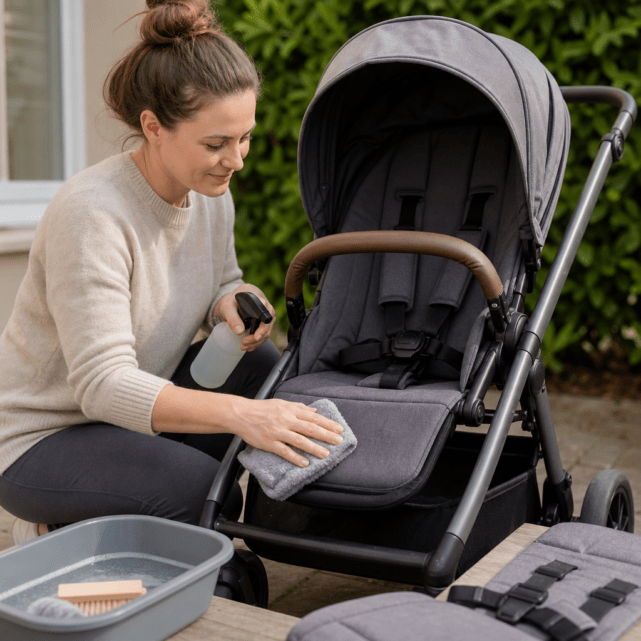 Buggy reinigen im ersten Lebensjahr: Bezüge, Gurte und Sitzpolster hygienisch pflegen