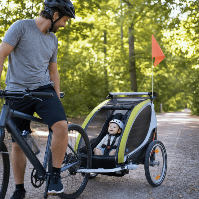 Fahrradanhänger mit Baby: ab wann er passt und worauf Eltern achten