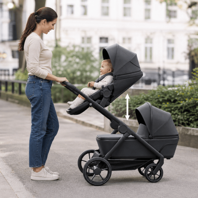Höhenverstellbare Kinderwagenaufsätze im ersten Lebensjahr sinnvoll nutzen
