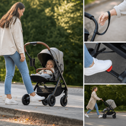 Kinderwagenbremsen richtig nutzen: Feststellen, Gefälle und zügige Spaziergänge