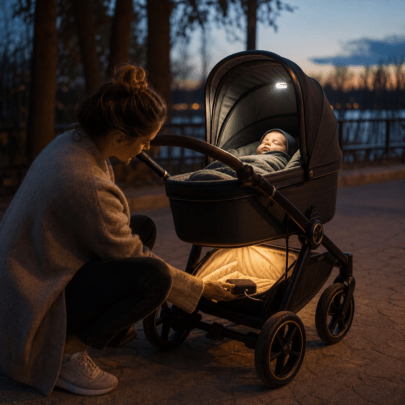 Licht und Ladefunktion am Kinderwagen: Nutzen, Grenzen und sichere Handhabung