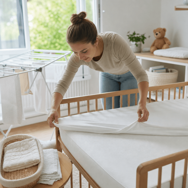 Matratzenbezug und Schlafklima im Babybett: Lüften, Waschen und passende Unterlagen