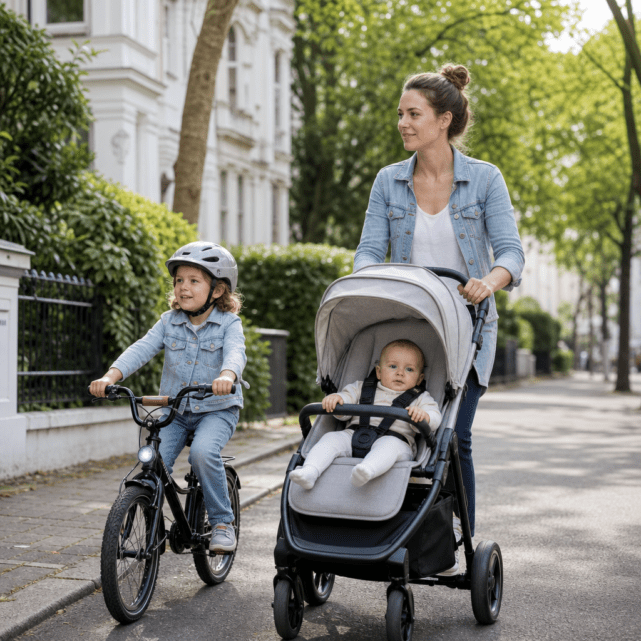 Mit Baby und radfahrendem Geschwisterkind sicher unterwegs