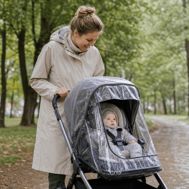 Regenschutz am Kinderwagen: trocken unterwegs mit guter Belüftung