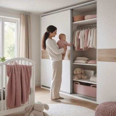 Schiebetürenschrank im Babyzimmer: Platz, Zugriff und Fingerschutz im ersten Lebensjahr
