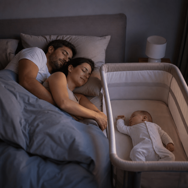 Schlafen im Elternzimmer: Nähe und sicherer eigener Platz für Babys