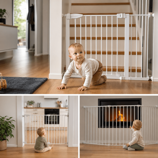 Schutzgitter für mobile Babys: Treppen, Türen und Kaminbereiche absichern