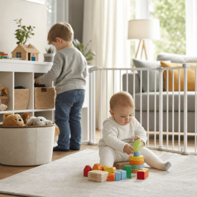 Spielzeug älterer Geschwister im Babyhaushalt: Spielzonen, Aufbewahrung und Reinigung