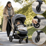 Vorderräder am Kinderwagen: schwenken, fixieren und ruhig führen – Ratgeber zu Fahrstabilität und Lenkverhalten von Kinderwagen im ersten Babyjahr