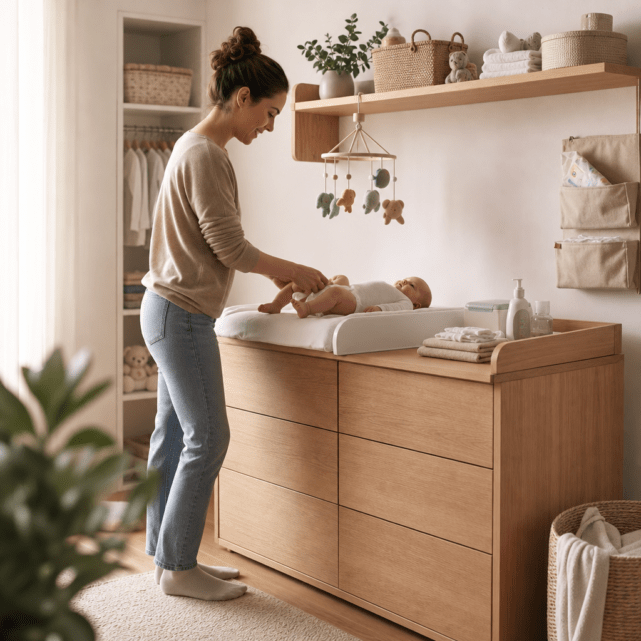 Wickelkommode für Babys: Höhe, Stauraum und Sicherheit am Wickelplatz