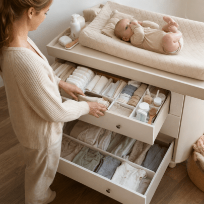 Wickelkommode richtig organisieren: Pflege, Kleidung und Sicherheit im Babyalltag